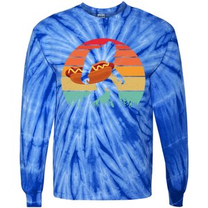 Hot Dog Bigfoot Legend Hotdog Funny Hot Dog Food Foodie Bbq Funny Gift Tie-Dye Long Sleeve Shirt