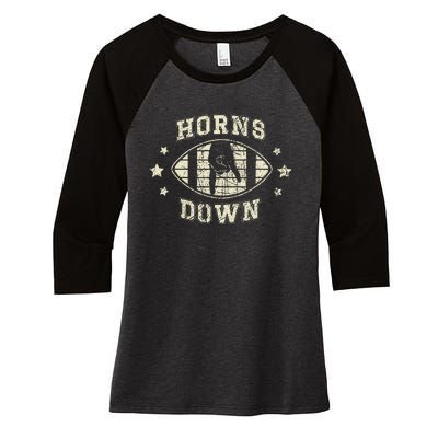 Horns Down Beat Texas Funny Tuck Fexas Women's Tri-Blend 3/4-Sleeve Raglan Shirt