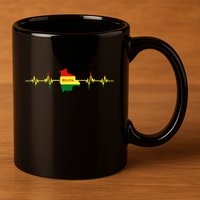 Heartbeat Design Bolivian Flag Bolivia 11oz C Handle Ceramic Mug