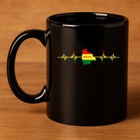 Heartbeat Design Bolivian Flag Bolivia 11oz C Handle Ceramic Mug