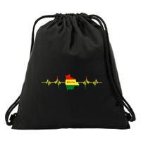 Heartbeat Design Bolivian Flag Bolivia Drawstring Bag