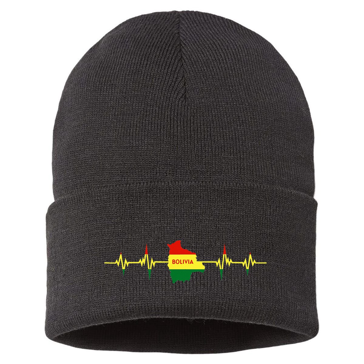 Heartbeat Design Bolivian Flag Bolivia Sustainable Knit Beanie