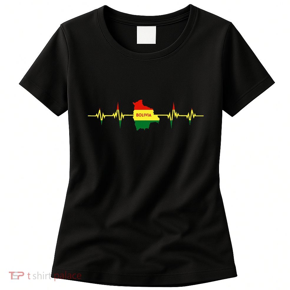 Heartbeat Design Bolivian Flag Bolivia Womens T-Shirt