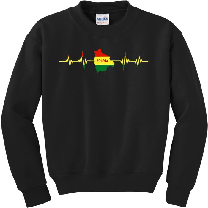 Heartbeat Design Bolivian Flag Bolivia Kids Sweatshirt