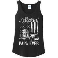 hug day Best Trucking Papa Ever Truck Driver American Flag Ladies Essential Tank