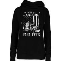 hug day Best Trucking Papa Ever Truck Driver American Flag Womens Funnel Neck Pullover Hood