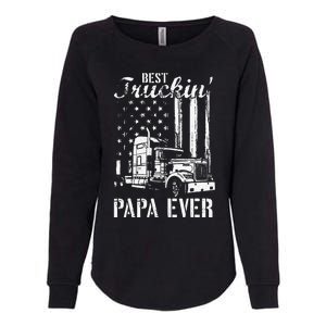 hug day Best Trucking Papa Ever Truck Driver American Flag Womens California Wash Sweatshirt