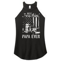 hug day Best Trucking Papa Ever Truck Driver American Flag Women's Perfect Tri Rocker Tank