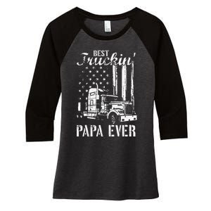 hug day Best Trucking Papa Ever Truck Driver American Flag Women's Tri-Blend 3/4-Sleeve Raglan Shirt