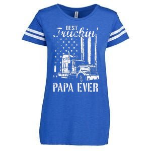 hug day Best Trucking Papa Ever Truck Driver American Flag Enza Ladies Jersey Football T-Shirt