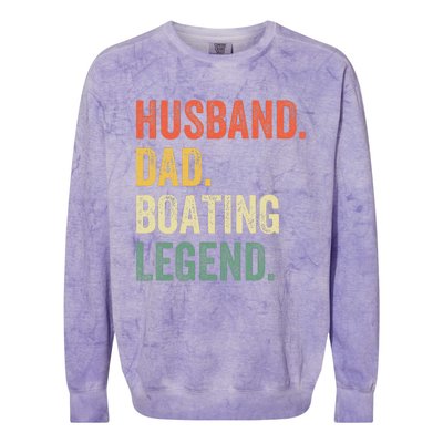 Husband Dad Boating Legend Funny Sail Boat Captain Father Colorblast Crewneck Sweatshirt