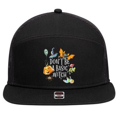 Halloween Dont Be A Basic Witch Gift 7 Panel Mesh Trucker Snapback Hat