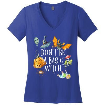 Halloween Dont Be A Basic Witch Gift Women's V-Neck T-Shirt