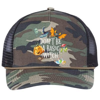 Halloween Dont Be A Basic Witch Gift Retro Rope Trucker Hat Cap