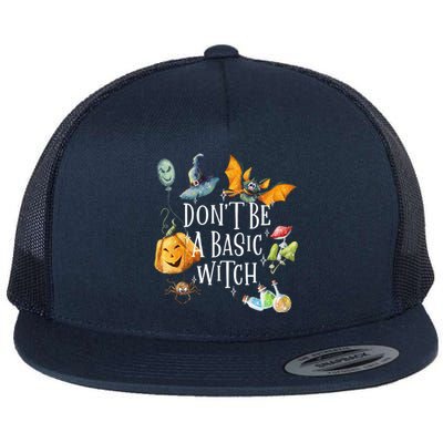 Halloween Dont Be A Basic Witch Gift Flat Bill Trucker Hat