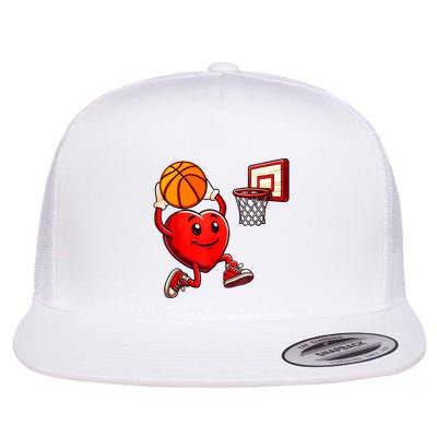 Heart Dunking Basketball Valentines Day Flat Bill Trucker Hat
