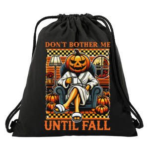 Halloween DonT Bother Me Until Fall Pumpkin Ghost Coffee Drawstring Bag