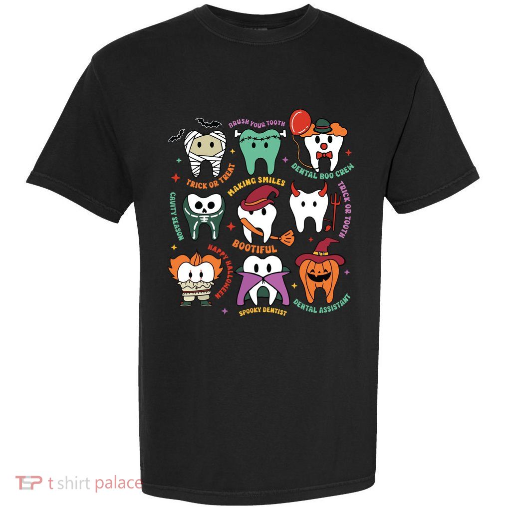 Halloween Dental Boo Crew Dentist Costume Teeth Women Garment-Dyed Heavyweight T-Shirt