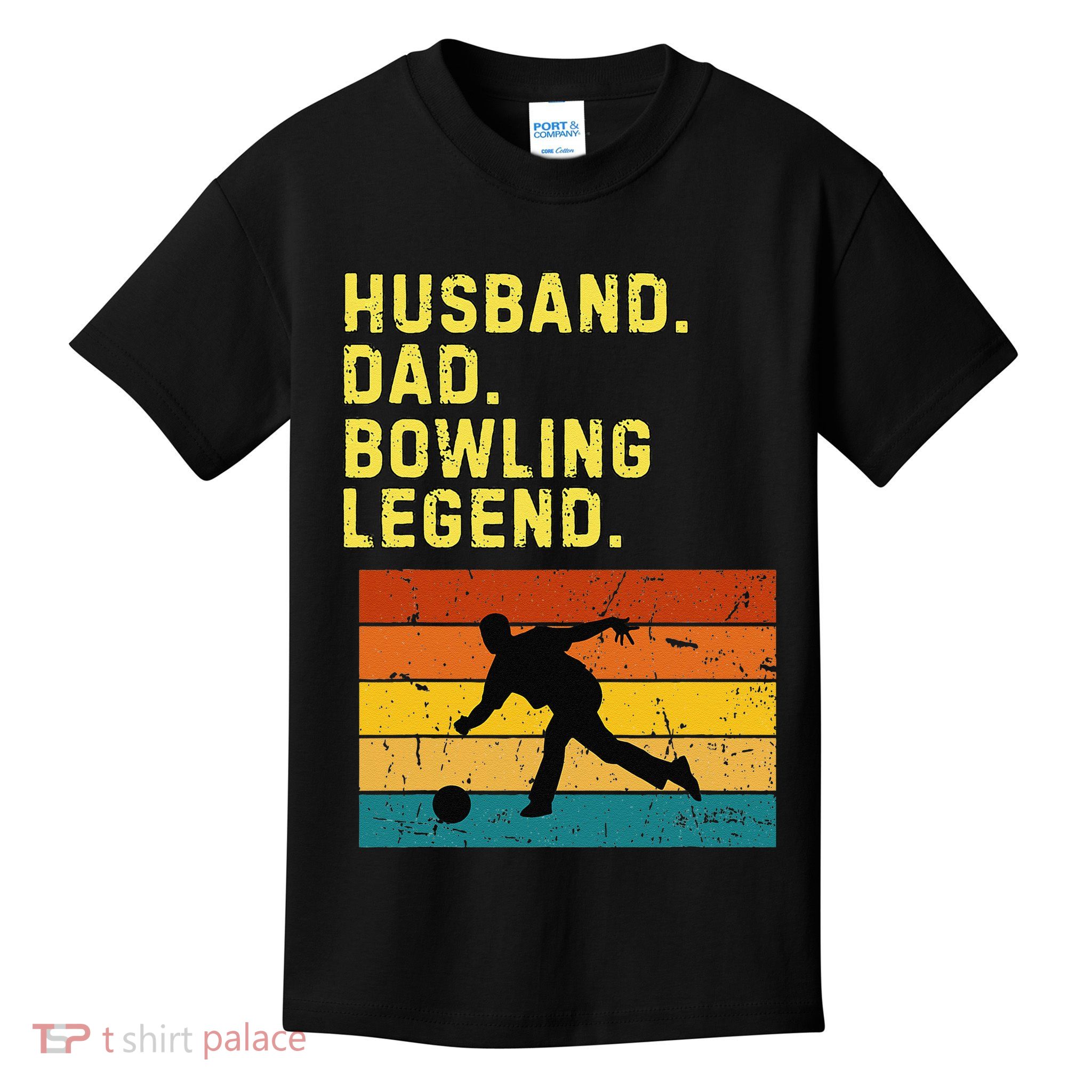 Husband Dad Bowling Legend Retro Bowling Humor Kids T-Shirt