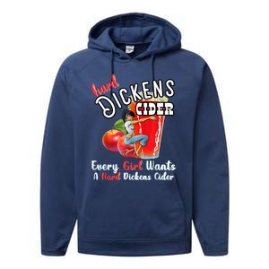 Hard Dickens Cider Funny Girl Whiskey And Beer Apple Humor Performance Fleece Hoodie