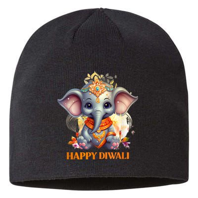 Happy Diwali Cute Elephant Sustainable Beanie