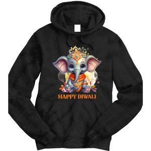 Happy Diwali Cute Elephant Tie Dye Hoodie