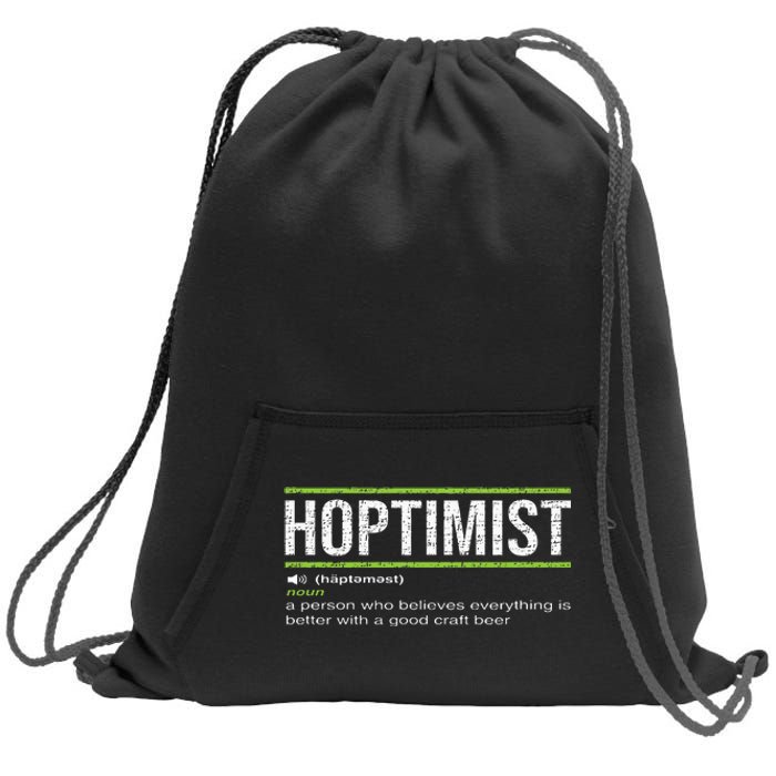 Hoptimist Definition Craft Beer Sweatshirt Cinch Pack Bag