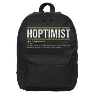 Hoptimist Definition Craft Beer 16 in Basic Backpack