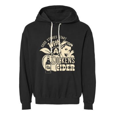 Hard Dickens Cider Girl Whiskey And Beer Apple Humor Garment-Dyed Fleece Hoodie