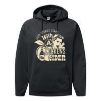 Hard Dickens Cider Girl Whiskey And Beer Apple Humor Performance Fleece Hoodie