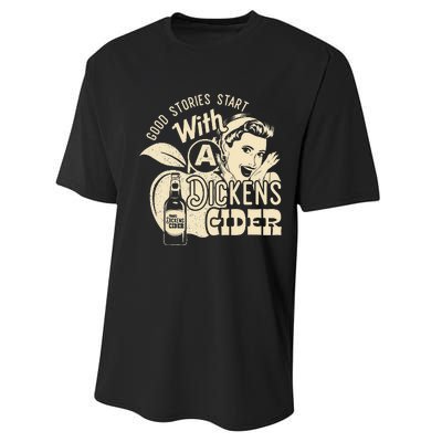 Hard Dickens Cider Girl Whiskey And Beer Apple Humor Performance Sprint T-Shirt