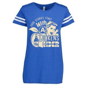 Hard Dickens Cider Girl Whiskey And Beer Apple Humor Enza Ladies Jersey Football T-Shirt