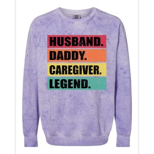 Husband Daddy Caregiver Legend Retro Fathers Day Gift Colorblast Crewneck Sweatshirt