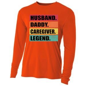 Husband Daddy Caregiver Legend Retro Fathers Day Gift Cooling Performance Long Sleeve Crew