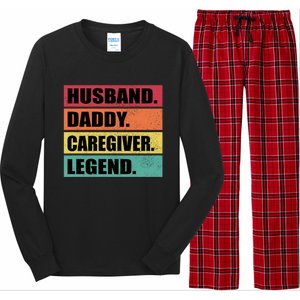 Husband Daddy Caregiver Legend Retro Fathers Day Gift Long Sleeve Pajama Set