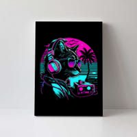 House DJ Cat 80s 90s Kitten Sunset Rainbow DJ Cat Kitty Canvas