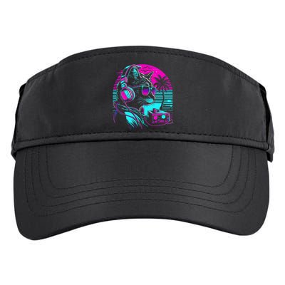 House DJ Cat 80s 90s Kitten Sunset Rainbow DJ Cat Kitty Adult Drive Performance Visor