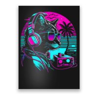 House DJ Cat 80s 90s Kitten Sunset Rainbow DJ Cat Kitty Poster