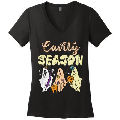 Halloween Dentist Cavity Season Dental Costume Gift Women's V-Neck T-Shirt