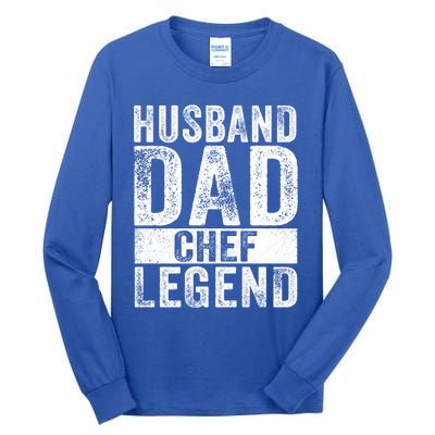 Husband Dad Chef Legend Cooking Fathers Day Distressed Gift Tall Long Sleeve T-Shirt