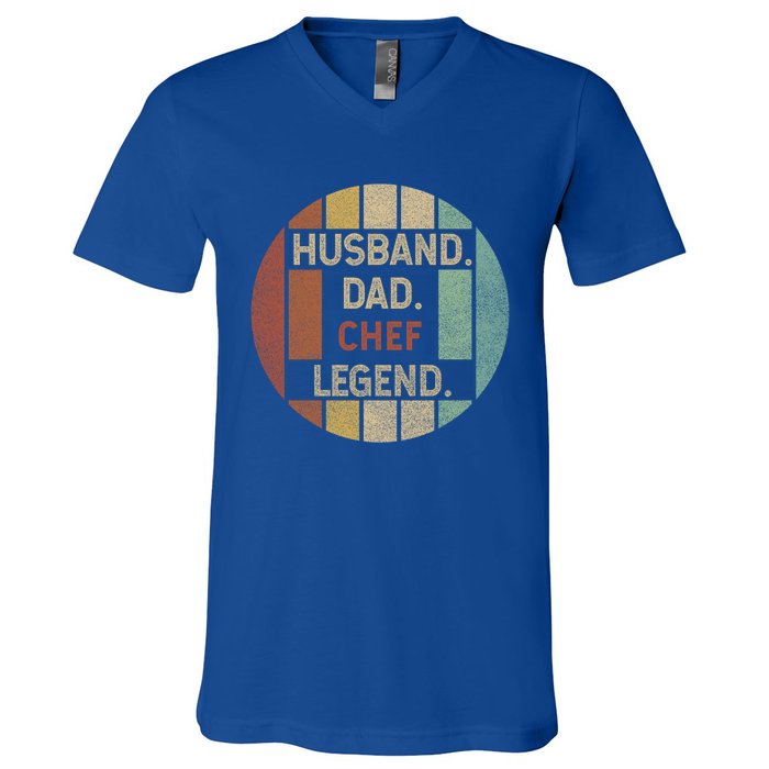 Husband Dad Chef Legend Vintage Fathers Day Gift V-Neck T-Shirt