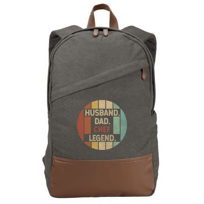 Husband Dad Chef Legend Vintage Fathers Day Gift Cotton Canvas Backpack