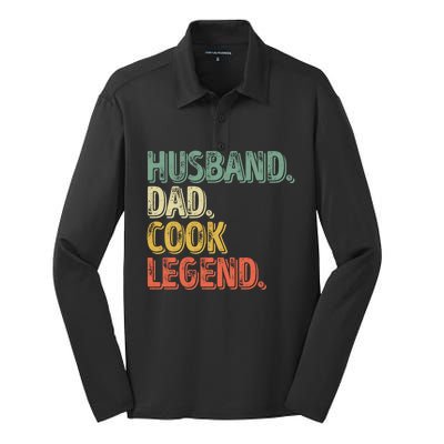 Husband Dad Cook Legend Cool Gift Funny Fathers Day Gift Silk Touch Performance Long Sleeve Polo