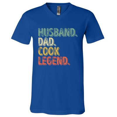 Husband Dad Cook Legend Cool Gift Funny Fathers Day Gift V-Neck T-Shirt