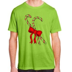 Hand Draw Christmas Candy Cane Red Coquette Bow Xmas Adult ChromaSoft Performance T-Shirt