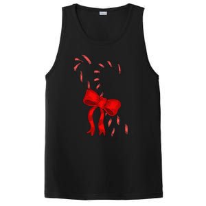 Hand Draw Christmas Candy Cane Red Coquette Bow Xmas PosiCharge Competitor Tank