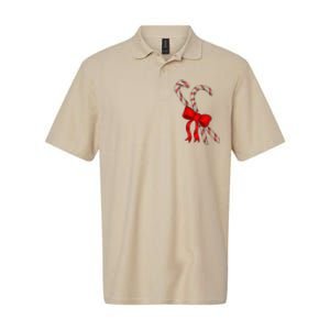 Hand Draw Christmas Candy Cane Red Coquette Bow Xmas Softstyle Adult Sport Polo