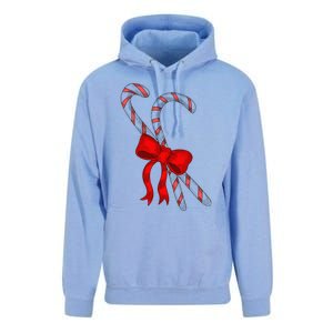 Hand Draw Christmas Candy Cane Red Coquette Bow Xmas Unisex Surf Hoodie