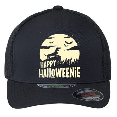 Halloween Dachshund Costume Dog Weiner Dog Moon Halloweenie Flexfit Unipanel Trucker Cap