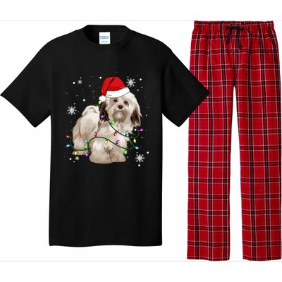 Havanese Dog Christmas Light Christmas Dog Santa Hat Lover Cute Gift Pajama Set